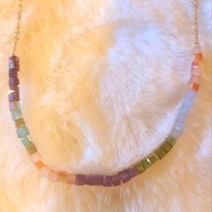 Gold Muli Color Bead Necklace